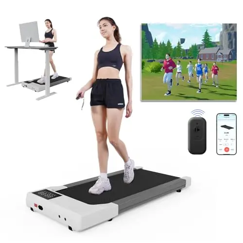 Lacuffy Under Desk Treadmill, Smart 2-in-1 Walking Pad for Walking and Jogging, Portable 2.5HP Low-Noise Treadmill with Remote & App Control, 300lbs Capacity 7