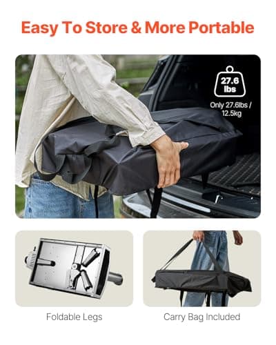 VEVOR Multi-fuel Outdoor Pizza Oven, 12-inch Gas & Wood Fired Pizza Maker with Auto Rotatable Stone, Portable Pizza Ovens for Outside Backyard Camp, Carry Cover, Shovel, CSA Certified, Black 6