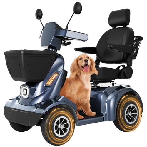 MS09 MAX All-Terrain 1000W Electric Mobility Scooter for Adults & Seniors, 500 LBS Load, 32 Miles Range Heavy-Duty Powered Wheelchair with Bluetooth, Front & Rear Storage Baskets, Off-Road Suspension