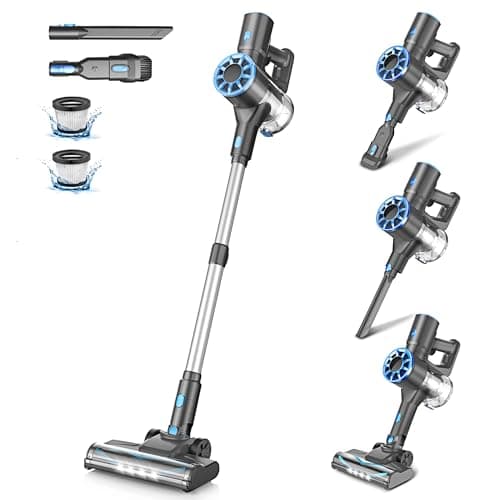 Cordless Stick Vacuum Cleaner with Self-Standing, 8-in-1 Vacuum Cleaners for Home, Lightweight Powerful Vacuum with LED Screen, Rechargeable Vacuum for Carpet, Pet Hair, Tile, Hardwood Floors