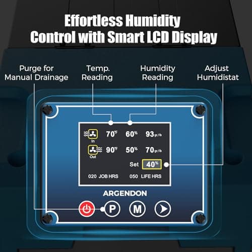 ARGENDON Commercial Dehumidifier,180 Pints Industrial Dehumidifier with Pump & Drain Hose for Whole House, Crawl Space, Warehouse, Up to 2,300 sq ft, Water Damage Restoration, 5-Year Limited Warranty 5