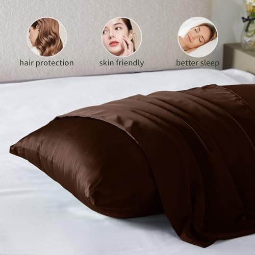Silk Pillowcase for Hair and Skin Mulberry Silk Pillowcase Soft Breathable Smooth Both Sided Natural Silk Pillowcase with Zipper Beauty Sleep Silk Pillow Case 1 Pack for Gift(Standard,Brown) 5