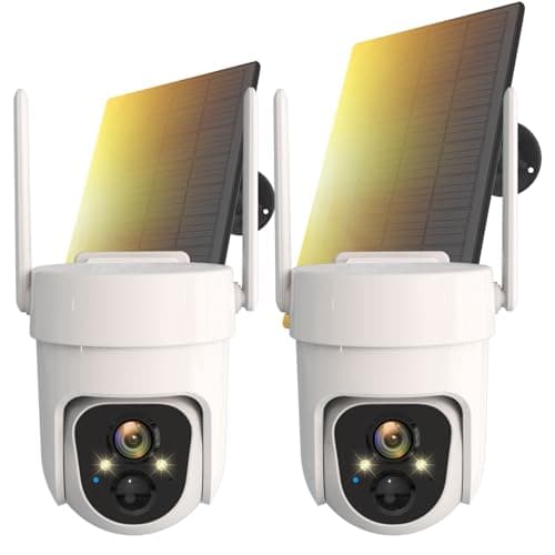 ESCANU Wireless Solar Outdoor Security PTZ AI Motion Detection Audio WiFi Camera,Home Security,Spotlight Colorful Night Vision,360 View,IP65 Waterproof,PIR Alarm,Rechargeable