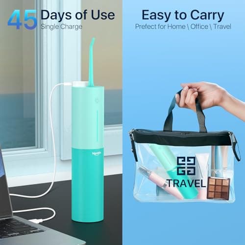 Powerful Cordless Water Flosser for Healthy Gums Rechargeable Dental Oral Irrigator for Daily Cleaning of Sensitive Gums, Orthodontic Braces or Tonsils to Help Prevent Infections and Bad Breath, Blue 5