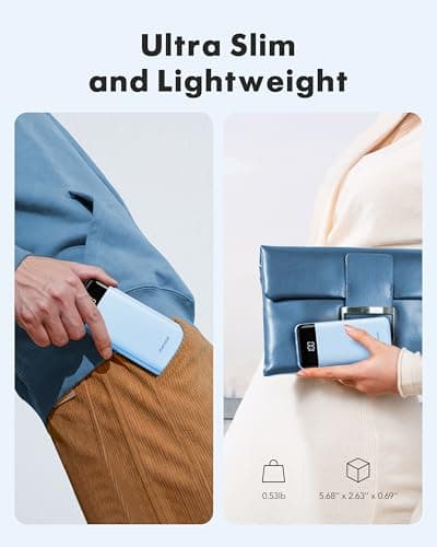 Charmast Portable Charger with Built in Cables, Power Bank with Cords Wires, Slim 10000mAh Travel Battery Pack 6 Outputs 3 Inputs 3A Fast Charging for Samsung Google Pixel LG Moto iPhone iPad 5