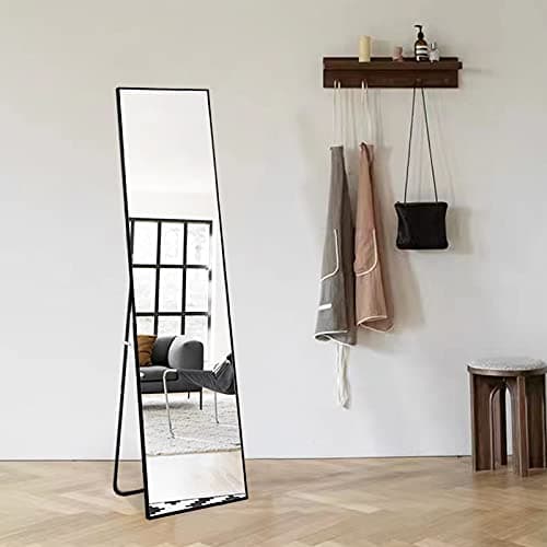 FLYMUHJIA Wall Mirror Full Length Full Body, Floor, Standing Mirror with Aluminum Alloy Thin Frame for Bedroom Living Room, 59” X16” Black 5