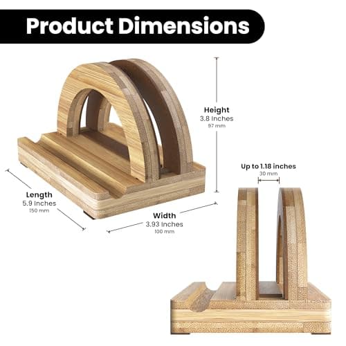 Kothar Premium Wood Vertical Laptop Stand - Adjustable Single Slot Bamboo Holder for MacBook, Dell, HP, and More | Space-Saving Desktop Organizer | Eco-Friendly, Sleek & Durable Design 5