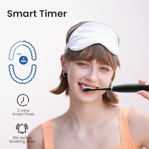 Oclean Electric Toothbrush for Adults, 150 Days Battery Life Electric Toothbrush, USB Rechargeable Sonic Travel Toothbrush with 6 Brush Heads & Travel Case, 5 Modes and Smart Timer 6