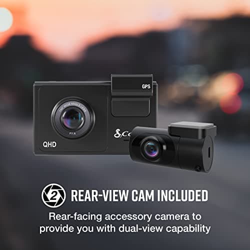 Cobra Smart Dash Cam + Rear Cam (SC 200D) – QHD+ 1600P Resolution, Built-in Wi-Fi & GPS, Voice Commands, Live Police Alerts, Incident Reports, Emergency Mayday, Drive Smarter App, 16GB SD Card Incl. 5