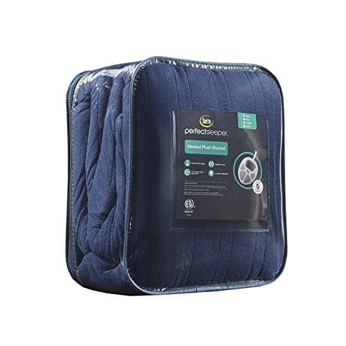 Serta Reversible Fleece to Sherpa Electric Blanket, Fast Heating, Auto Shut Off Timer, Multi Heat Setting, ETL Certified, Machine Washable, Blue King 90"x 100" 7