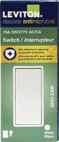 Leviton 15 Amp Decora Antimicrobical Wall Switch Single-Pole, 5601-2AW, White