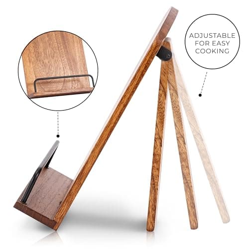 Beautiful Cookbook Stand for Your Kitchen Counter - Solid Wood Stand Easily Keeps Cook or Recipe Books Open for Convenient Cooking - Perfectly Fits Your iPad/Tablet and Enhances Any Kitchen Decor 6