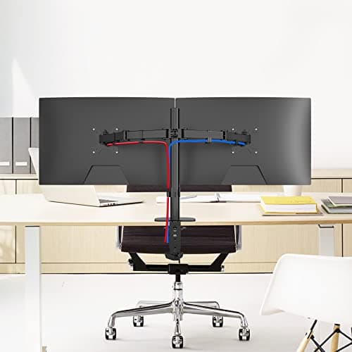 Pholiten Dual Monitor Stand,Heavy Duty Adjustable Monitor Desk Mount for 2 Screens up to 38Inches,Dual Monitor Arm with Height Adjustable Tilt Swive Rotate,Holds up to 22 lbs 6