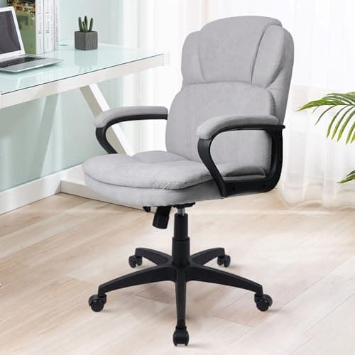 CLATINA Grey Cloth Office Chair Fabric Covered Desk Chair, Adjustable Height Swivel Chairs Ergonomic Executive Chair with Arms and Wheels Comfortable Upholstered, 350 LBS 8