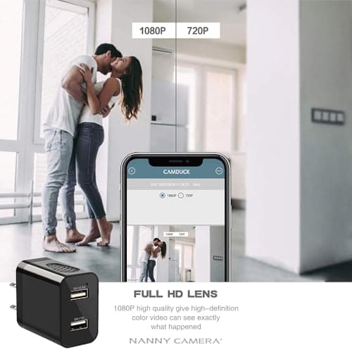 LUOHE 1080P HD Wireless Nanny Cam Nanny Camera Charger and Security Camera with Live Streaming, Motion Detection，WiFi & Bluetooth 5