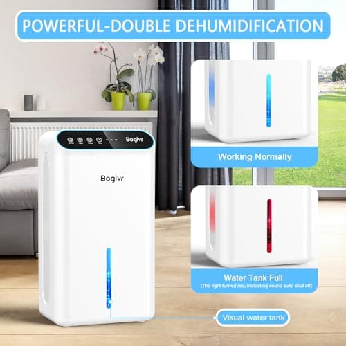 Dehumidifier for Home, 85 OZ Water Tank, (800sq.ft) Small Dehumidifiers for Bathroom Bedroom Basement with Drain Hose, Auto Shut Off, 3 Gear Timer, Sleep Mode, 7 Colors LED Light 5