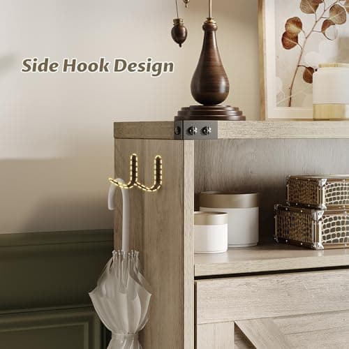 Halitaa Shoe Cabinet with 2 Flip Drawers & Open Storage,Farmhouse Shoe Storage Cabinet for Entryway,Freestanding Narrow Organizer Rack with Legs,Foyer,Hallway,Grey 7