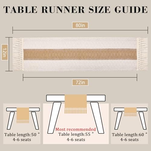 tiosggd Boho Table Runner 72 inches Long, Spring Easter Coffee Table Runner, Brown Macrame Dresser Runners Cove Top for Bedroom, Dining Room, TV Stand, Rustic Farmhouse Table Decor 9