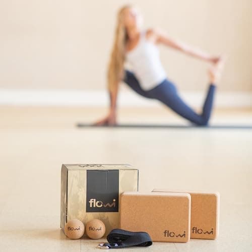 Natural Cork Yoga Blocks 2 Pack with Strap & Massage Balls - Premium Yoga Accessories for Women & Men 9