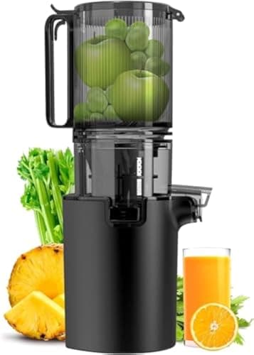 Canoly Masticating Juicer Machines, 250W 3.5-inch (88mm) Slow Cold Press Juicer with Large Feed Chute, Electric Masticating Juicers for Vegetables and Fruits, Easy to Clean with Brush, CANOLY-001