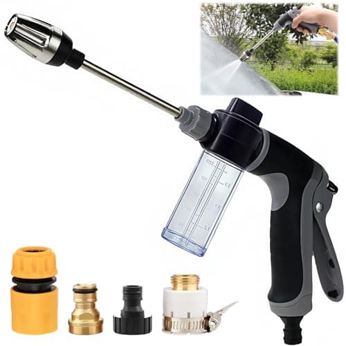 Waterblitz Hydraulic High Pressure Washer - 3X Pressure, 360° Rotating Nozzle with 3 Spray Modes, 33FT Range - Electricity-Free for Car/Patio/Driveway Cleaning(Water Gun + 2 Connectors + Foam Cannon)