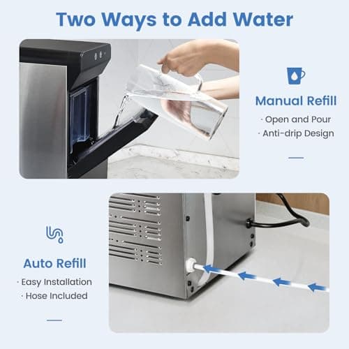 Gevi V2.0 Countertop Gemi Nugget Ice Maker | Self-Cleaning Pellet Ice Machine | Stainless Steel Housing |16.7''H Fits Perfectly Under Wall Cabinet | Silver with Viewing Window 5