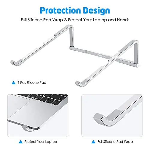 WixGear Laptop Stand for Desk - Foldable, Lightweight Aluminum Laptop Riser Holder, Portable Stand for 10-15.6” Laptops, Prevents Overheating with Non-Slip Rubbers, Travel-Friendly, Ergonomic Design 5