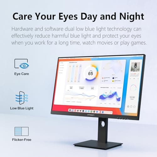 INNOCN 27" Monitor 120Hz FHD 1920 x 1080p IPS PC Computer Desktop Gaming Display Built-in Speaker, Eyes Care, Height/Pivot Adjustable, HDMI, VGA, VESA Mountable - Black, 27D1FR 5