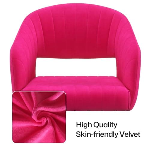 HENGJIANYI Home Office Swivel Desk Chair, Modern Velvet Vanity Chair, Height Adjustable Armchair with Gold Base, Ergonomic Office Chair for Task Study Computer Room, Hot Pink 8