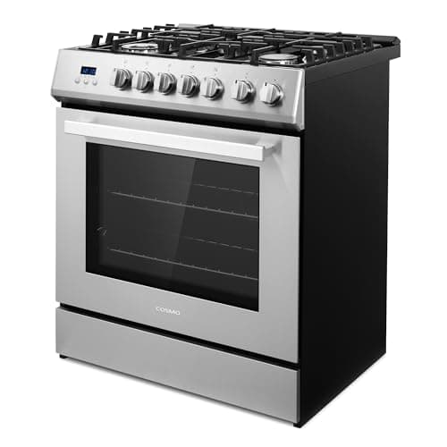 COSMO COS-305AGC 30 in. 5.0 cu. ft. Freestanding Single Oven Gas Range with 5 Burner Cooktop and Heavy Duty Cast Iron Grates in Stainless Steel 5