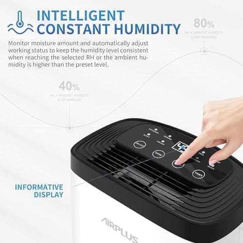 AIRPLUS 1,500 Sq. Ft Dehumidifier for Basement, 30 Pints Powerful Dehumidifier for Home, Large Rooms, Bedrooms, Sufficient Capacity Water Tank with Drain Hose (AP1907) 5