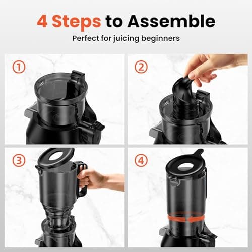 Cold Press Juicer, JoyBear Slow Masticating Machines with 5.3" Extra Large Feed Chute Fit Whole Fruits Vegetables Easy Clean Self Feeding Effortless for Batch Juicing, High Juice Yield, BPA Free 200W 7