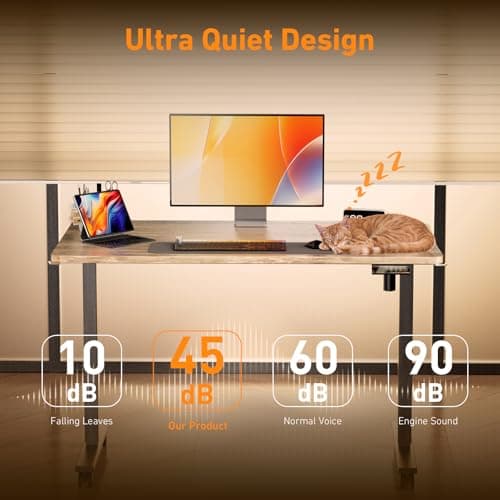 XINYAO Electric Standing Desk Height Adjustable Computer Desk, 48 Inches Sit Stand Desk Workstations with Hook, Ergonomic Table for Home Office Adjust Height Table with Wheels 9