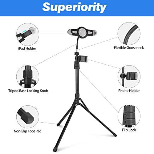 UBeesize 67-in iPad Tripod Stand, 360 Rotating Tablet Mount & Phone Holder, Compatible with 9.9-15.7 Inches Tablets 5