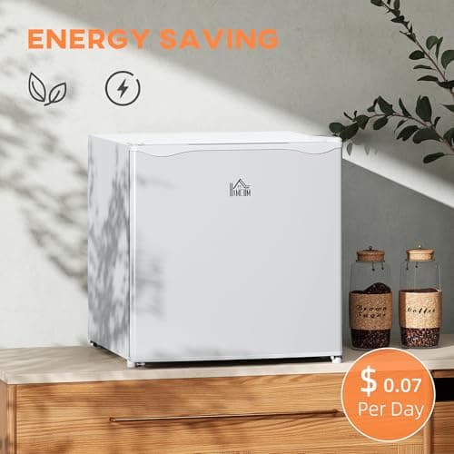 HOMCOM Mini Freezer Countertop, 1.1 Cu.Ft Compact Upright Freezer with Removable Shelves, Reversible Door for Home, Dorm, Apartment and Office, White 8