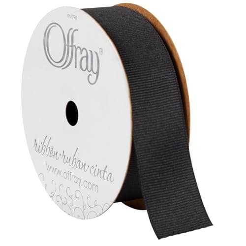 Offray 156313 7/8" Wide Grosgrain Craft and Decorative Ribbon, 21-Foot Spool, Black