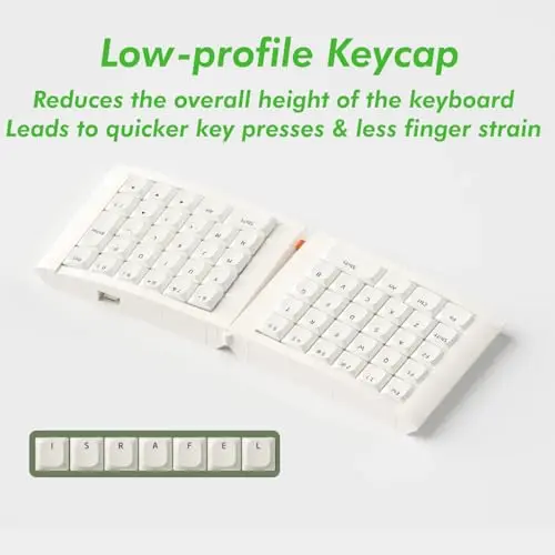 KBDcraft 07Israfel 50% Ergo-Split Low-Profile Mechanical Keyboard, 56-Key Ortho, Lego-Compatible Case, Wired, Linear Switch, Gasket Mount, Hot-Swappable, RGB, QMK, Vial for Win/Mac, Full Kit, White 5