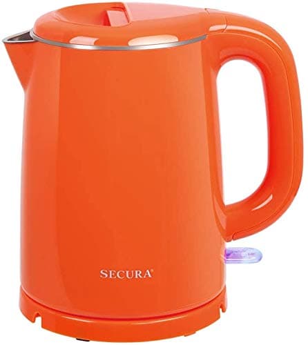 Secura Stainless Steel Double Wall Electric Kettle Water Heater for Tea Coffee w/Auto Shut-Off and Boil-Dry Protection, 1.0L (Orange) SWK-1001DO/HB-K012 7