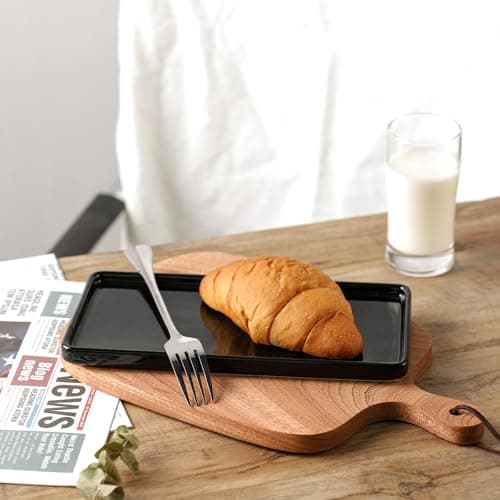 Gurygo 6" Bathroom Trays - Ceramic Vanity Tray for Bathroom - Small Ceramic Tray - Kitchen Soap Trays for Kitchen Counter - Bathtub Organizer (Black) 9