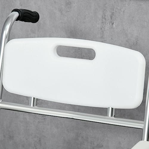 HOMCOM 3-in-1 Shower Commode Wheelchair, FSA/HSA Eligible Transport Beside Commode Chair, Waterproof Rolling Over Toilet Chair 330 lbs. Weight Capacity with Padded Seat, White 8
