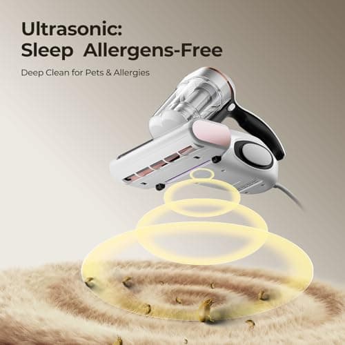 JIGOO Bed Vacuum Cleaner with Dust Sensor, Mattress Vacuum Cleaner with UV & Ultrasonic and High Heating, 13Kpa Suction 500W Powerful Double-Cup Handheld Vacuums (J300, Corded) 6