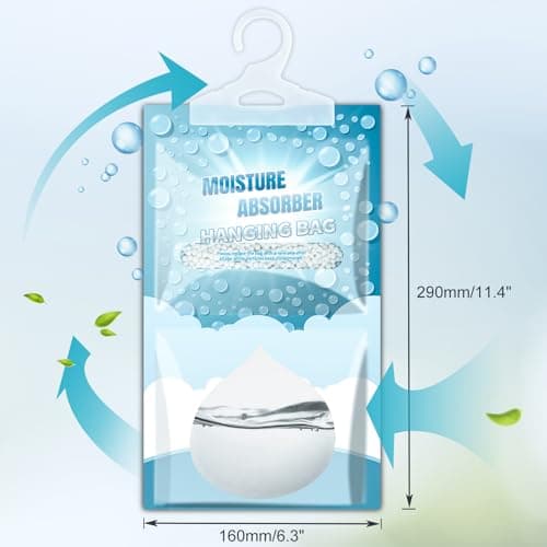 Corodo Moisture Absorbers Packets - 12 Pack Hanging Moisture Absorbers Dehumidifier Bags for Closet Bathroom Kitchen, Fragrance Free Humidity Absorber Packs, Removes Moisture & Odors 8