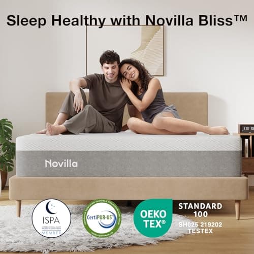 Novilla Queen Size Mattress, 12 Inch Gel Memory Foam Mattress for Cool Night & Pressure Relief, Medium Plush Feel with Motion Isolating, Bliss 7