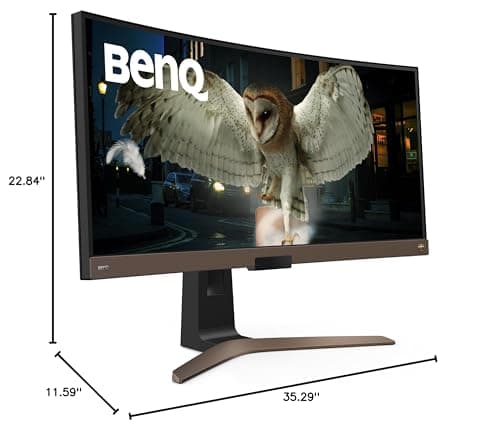 BenQ EW3880R Premium Curved Ultrawide Monitor 38" WQHD w/Remote | IPS | 2300R Curve | HDRi | Eye-Care Tech | Height, Swivel & Tilt | 2.1ch w/ 8w Subwoofer | DisplayPort |HDMI | USB-C | USB Hub,Black 9