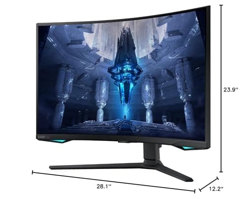 Samsung 32" Odyssey Neo G7 4K UHD 165Hz 1ms G-Sync 1000R Curved Gaming Monitor, Quantum HDR2000, AMD FreeSync Premium Pro, Ultrawide Game View, DisplayPort, HDMI, Height Adjustable Stand, Black 18