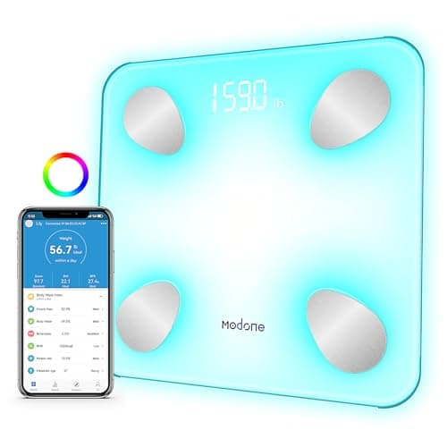 Scale for Body Weight, Digital Weight Scale with Color-Changing, Most Accurate to 0.2lb, Bluetooth Bathroom Scale with Bmi, Body Fat, Muscle Mass, 18 Body Composition Analyzer Sync App, 400 lbs-White