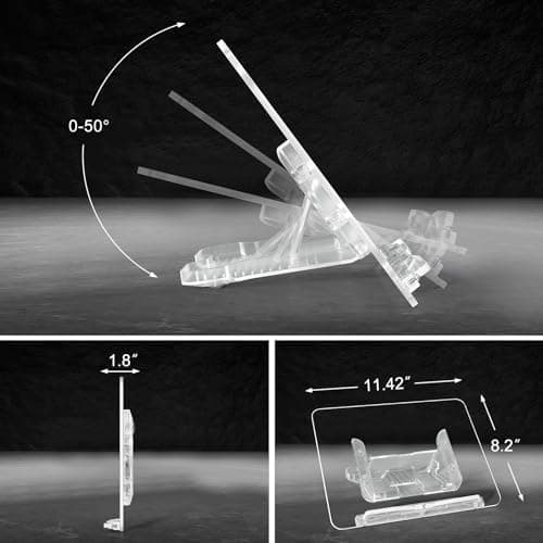 Acrylic Book Stand for Reading, Portable Book Holder for Desk, Angle Adjustable Textbook Stand for Document Recipe, Cookbook, Music Book 5