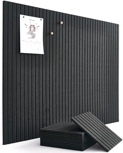 VIVELDA Large Bulletin Board 48"x36" - Office Wall Organizer to Replace your Old Cork Boards for Walls for Office Decor - 12-pack Felt Wall Panels for Use in Home Office Decor, Classroom Decor (Black)