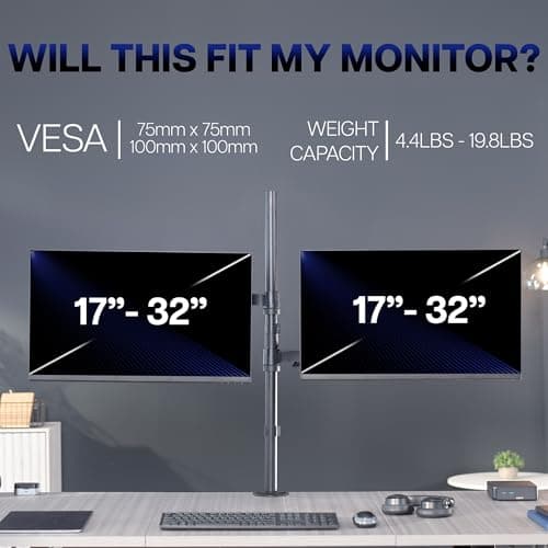 VIVO Dual Monitor Arm Extra Tall Mount for Screens up to 32 inches, Mechanical Height Adjustment, Full Articulating Heavy Duty VESA Stand with Desk C-clamp and Grommet, STAND-V012K 7