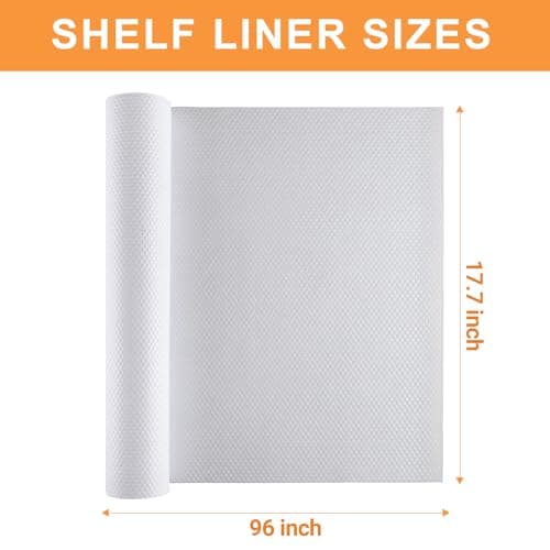 FLPMIX Shelf Liner White - Waterproof Pantry Cabinets Liners - Washable Non-Adhesive Kitchens Drawer Paper - Easy to Cut EVA Bathroom Cupboard Mat 17.7" X 96Inch 9